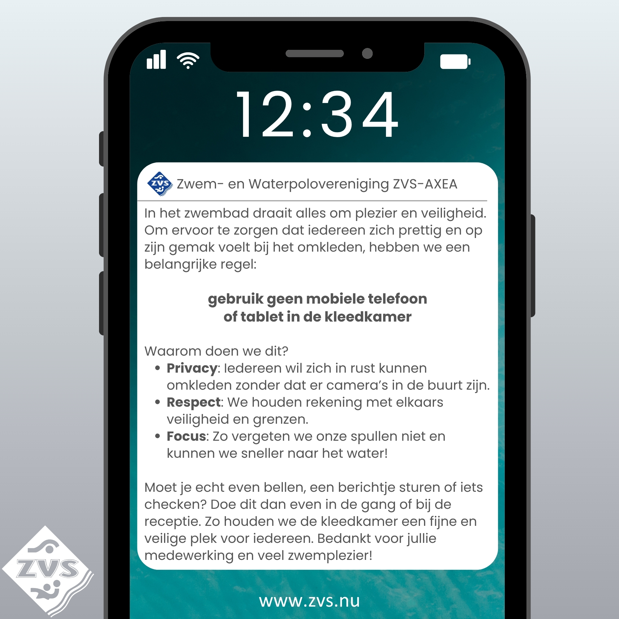 Gebruik geen telefoons of tablets in de kleedkamer