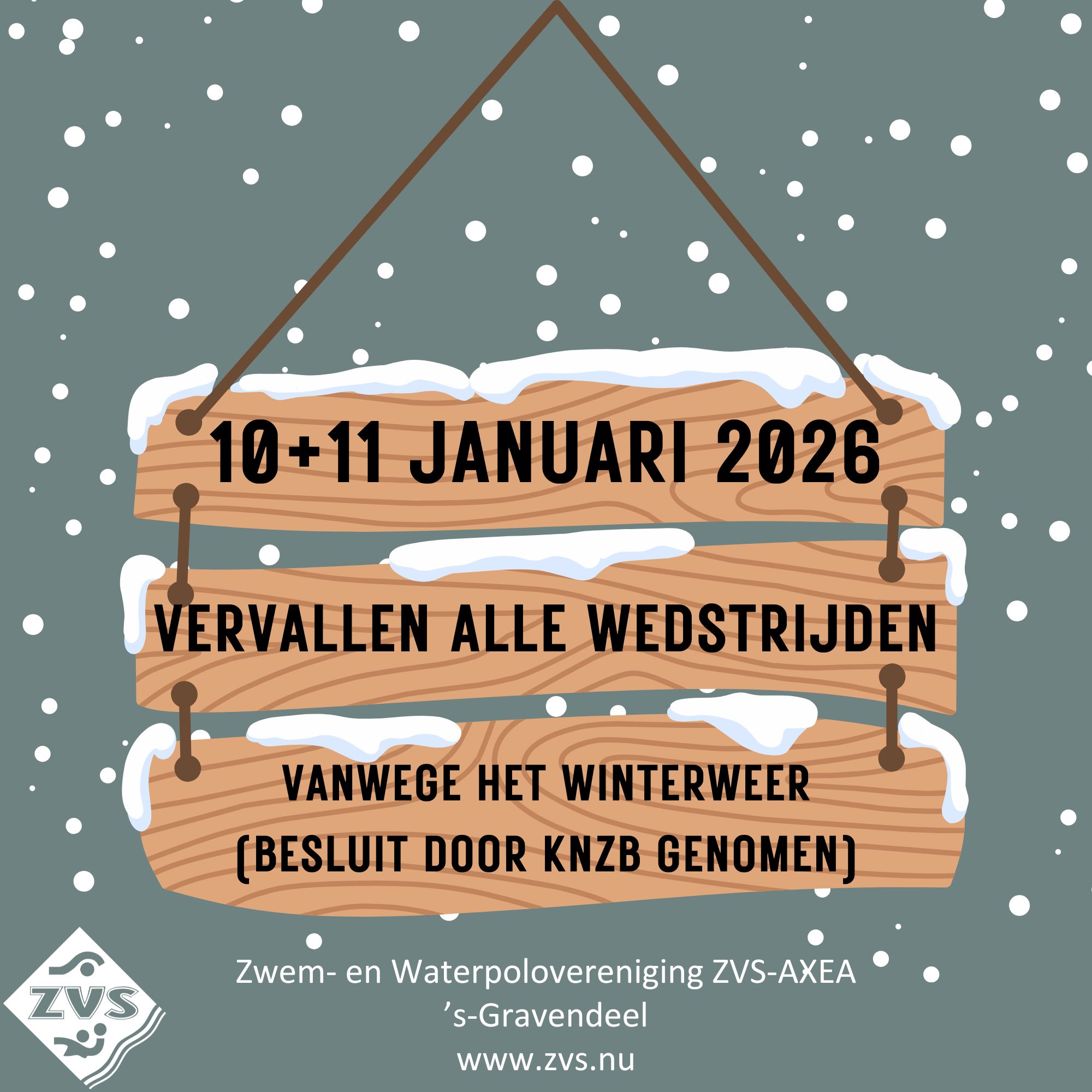 Alle wedstrijden en toernooien afgelast 10 en 11 januari 2026