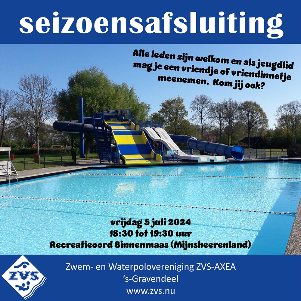 Laatste trainingen zwemmen en waterpolo plus seizoensafsluiting voor de zomervakantie 2024